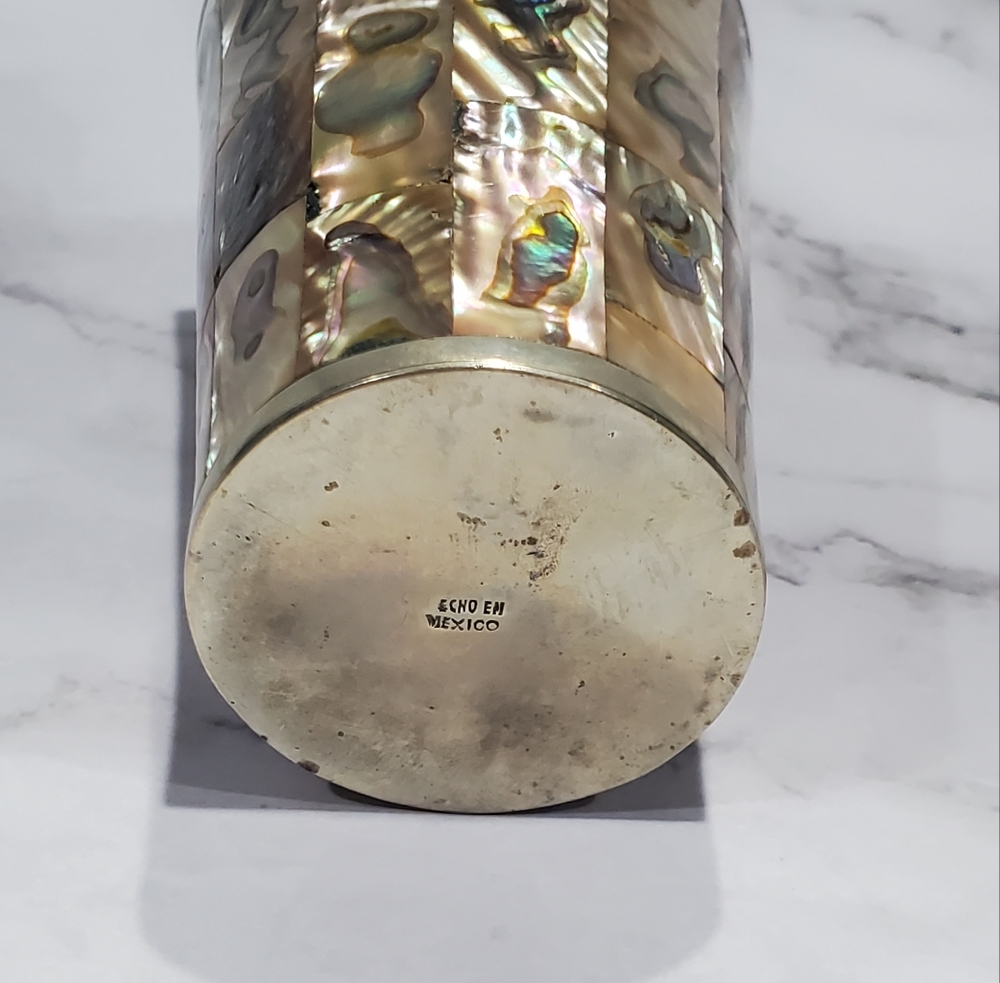Mid-Centry Mexican Mother of Pearl Abalone Tumbler - Picture 5 of 7